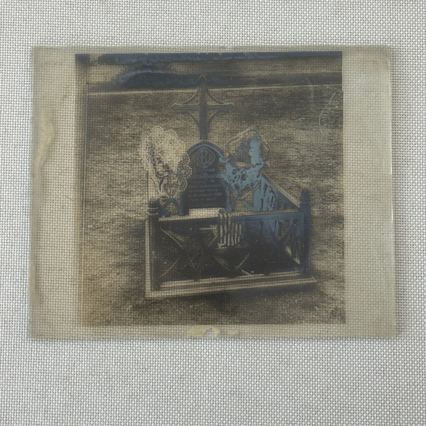 Antique Glass Plate Lantern Slide Quentin Roosevelt Grave Cemetery