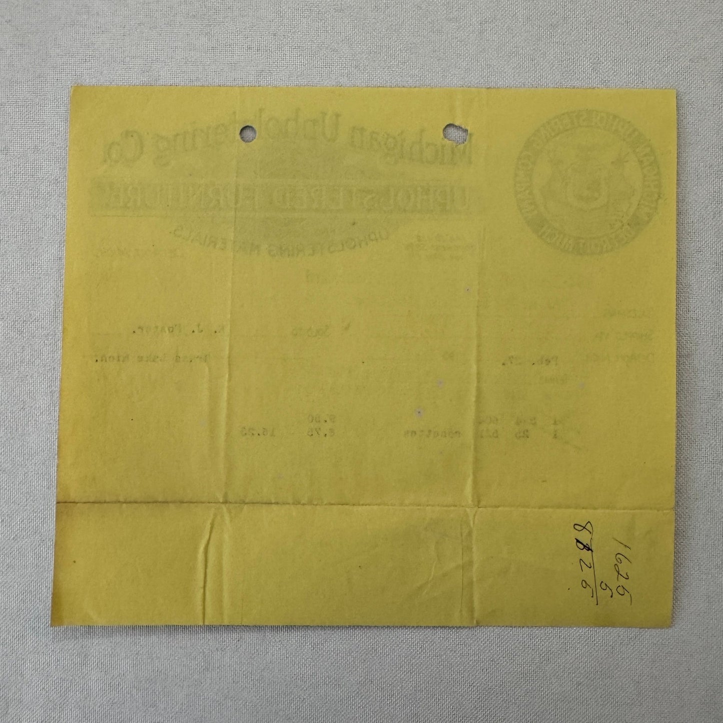 Michigan Upholstering Company Detroit 1908 Receipt Invoice Document Letterhead