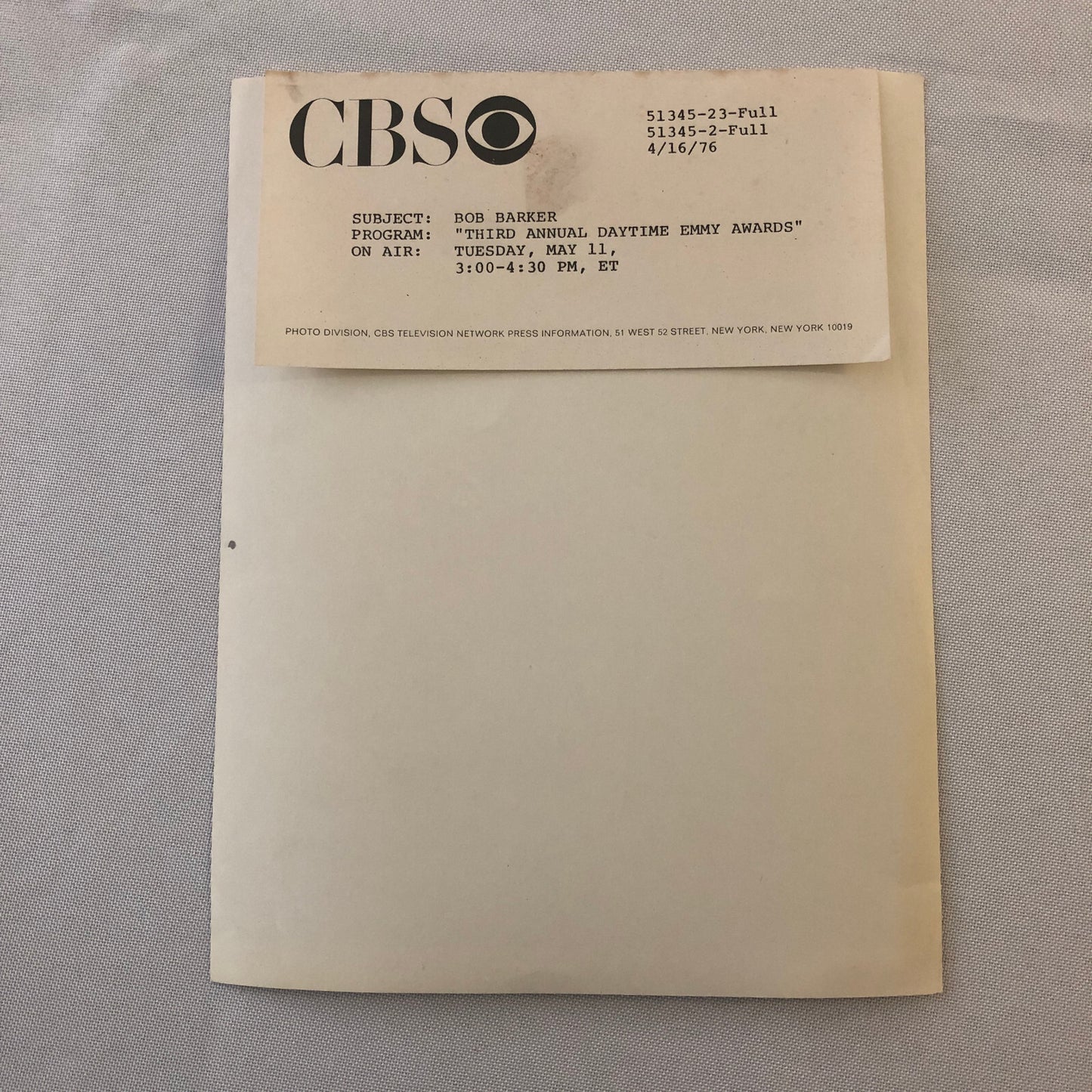 Bob Barker The Price is Right CBS Televsion Emmy Award Press Photo Photograph