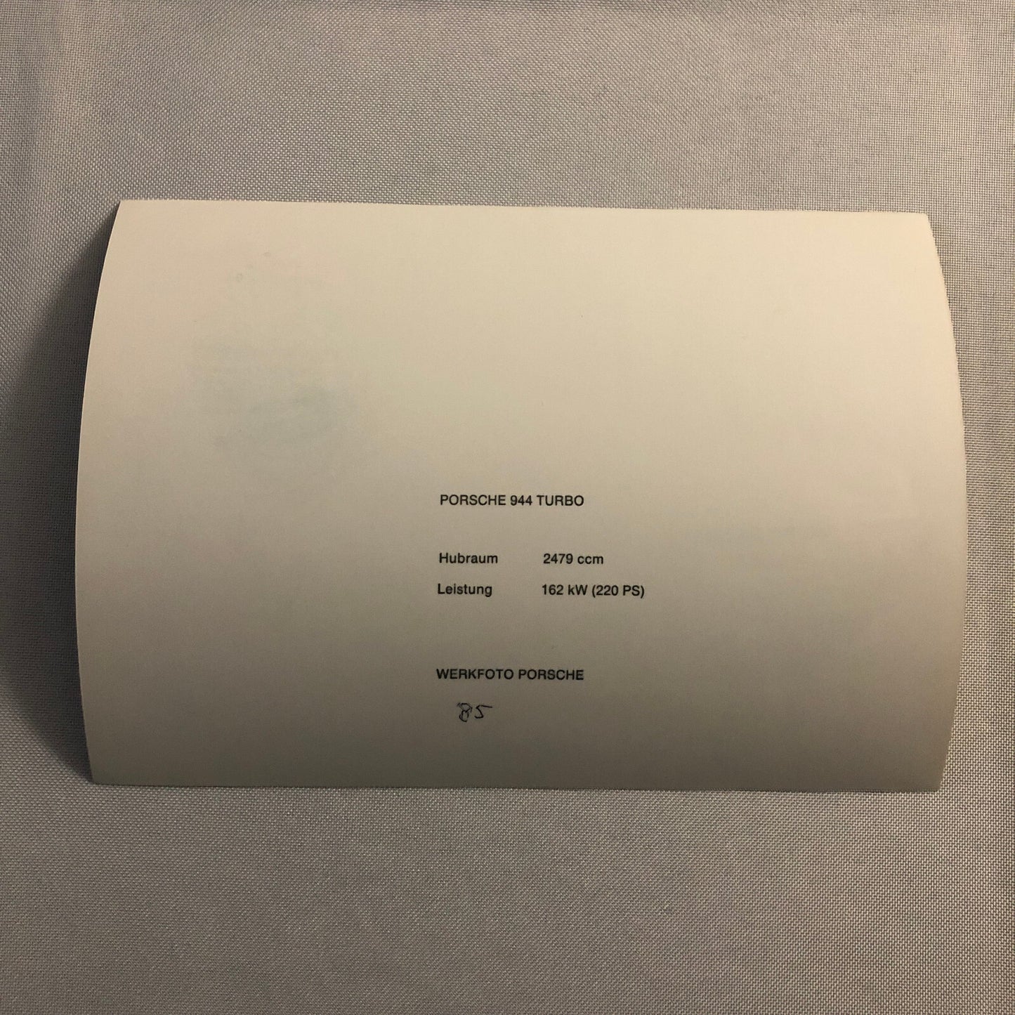 Vintage Porsche 944 Turbo Factory Werkfoto Photograph Press Photo 1985