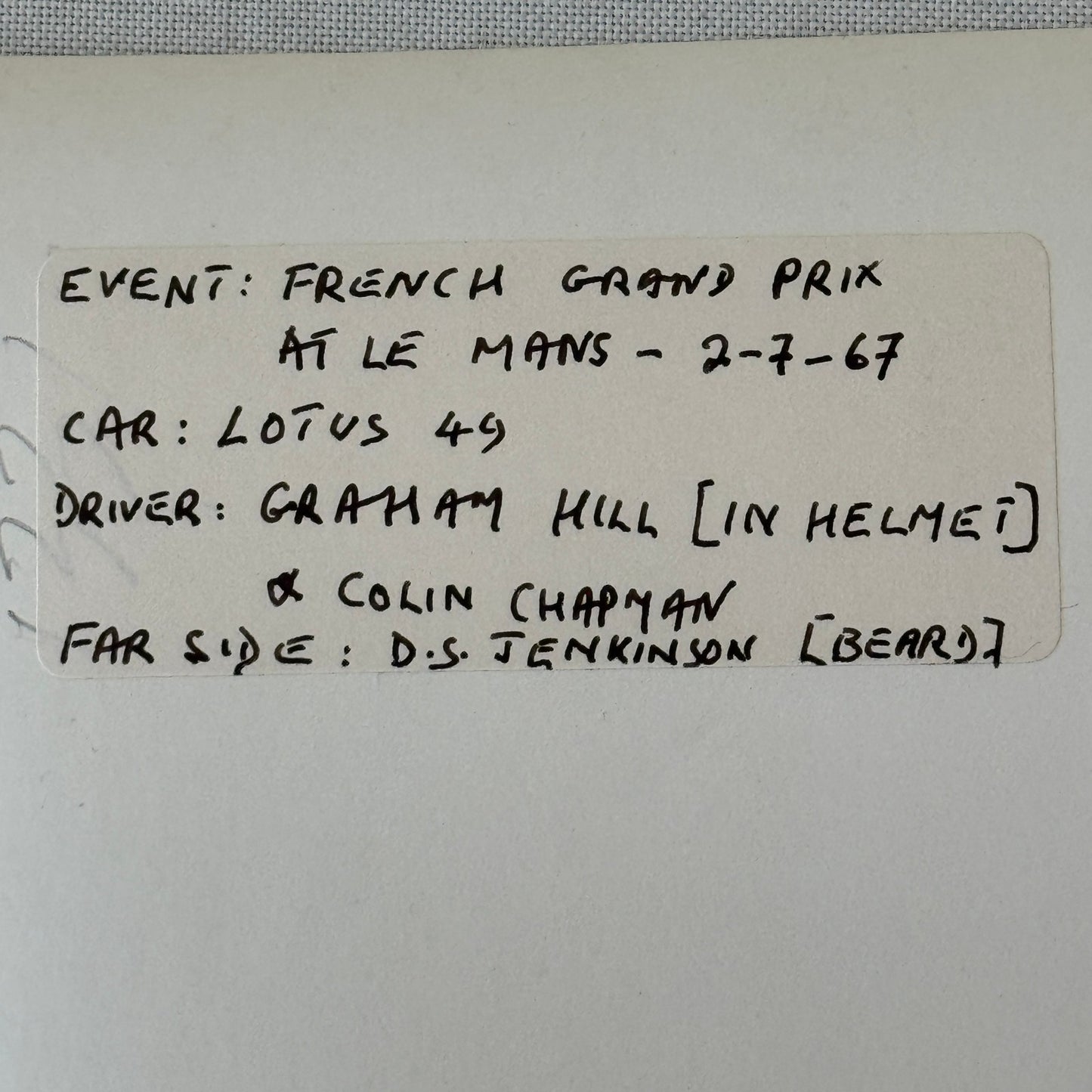 Vintage Lotus Racing Photo 1967 French Grand Prix Graham Hill Colin Chapman