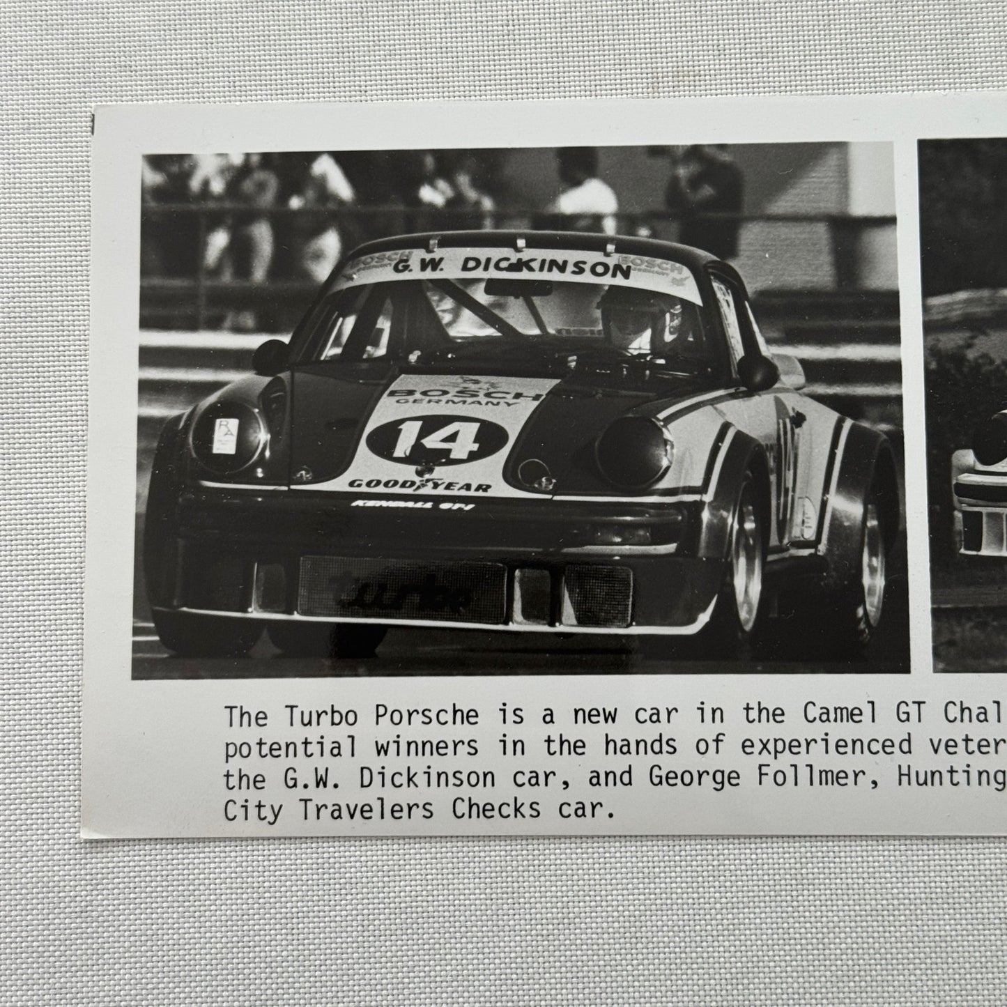 Vintage Porsche Turbo Racing Photo Photograph Camel GT Challenge George Follmer