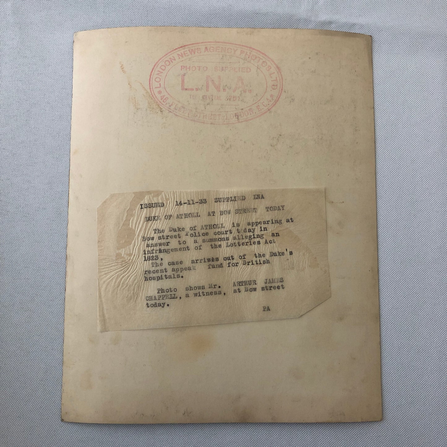 Press Photo Photograph London Crime Scandal Violation of Lotteries Act 1933 LNA