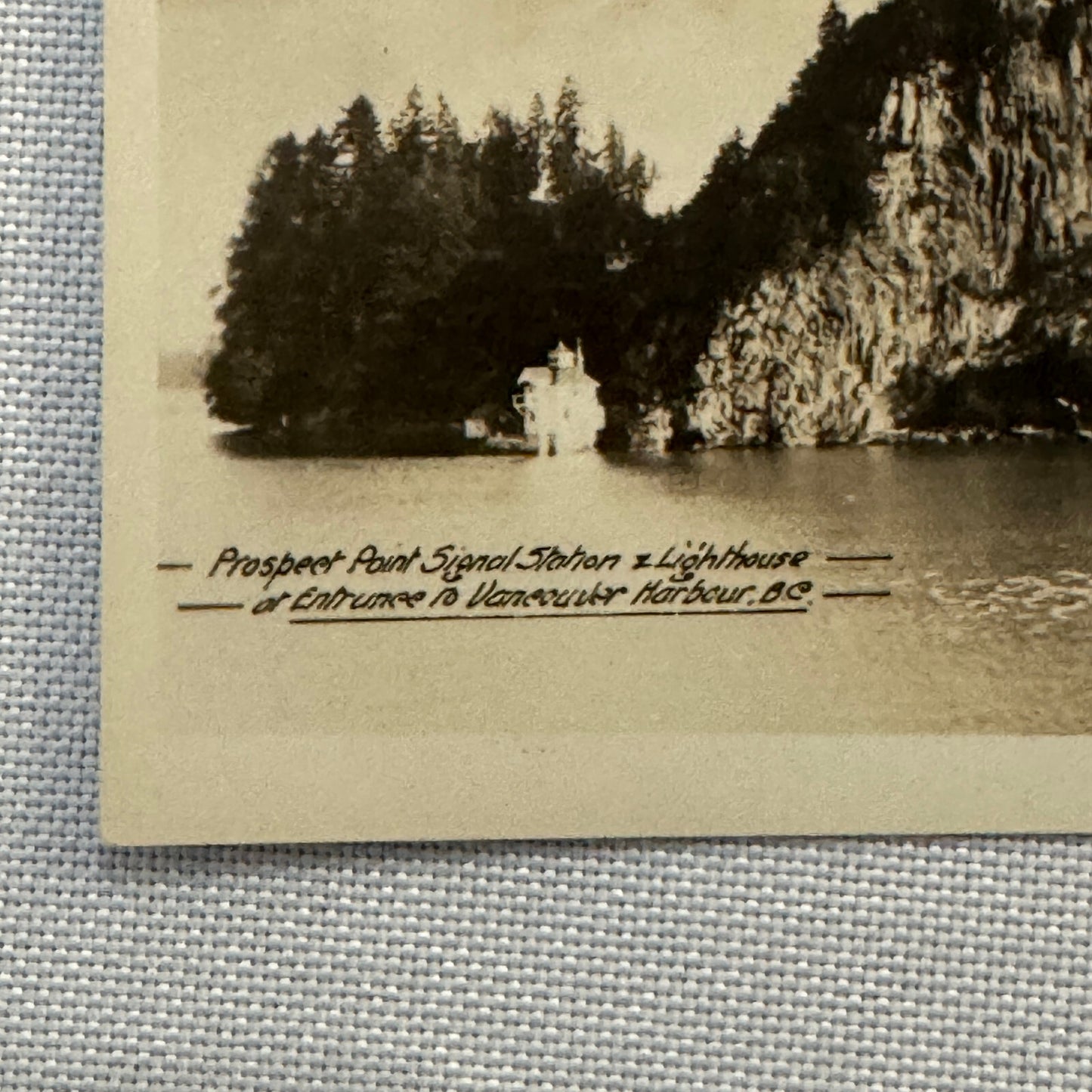 Vintage Ship Boat Lighthouse Photo Photograph Vancouver Harbour British Columbia