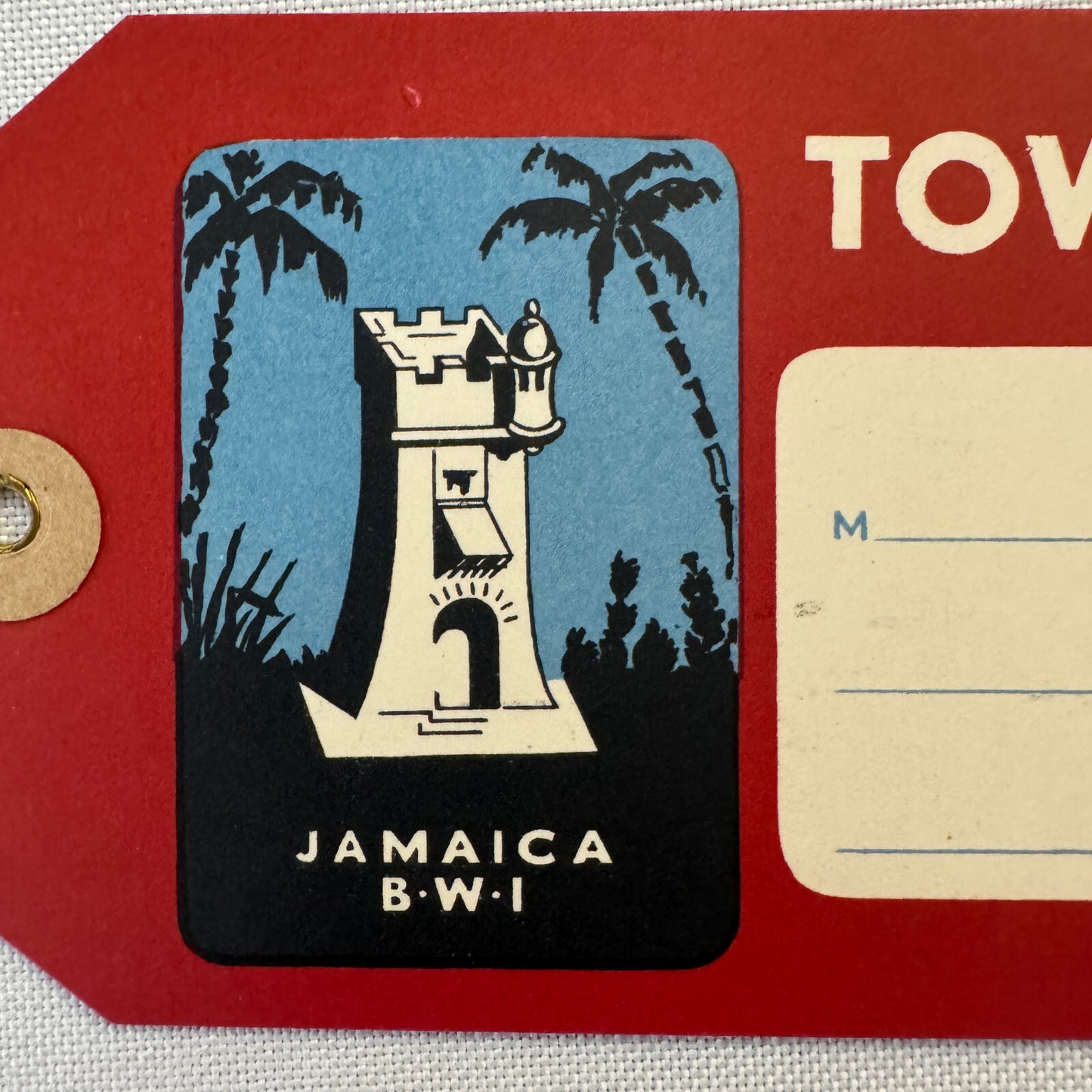 Vintage Hotel Travel Luggage Label Tower Isle Hotel Jamaica