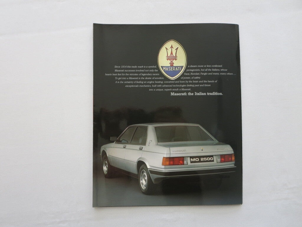 1986 ? Maserati Biturbo 425 Sales Brochure Catalog Advertising