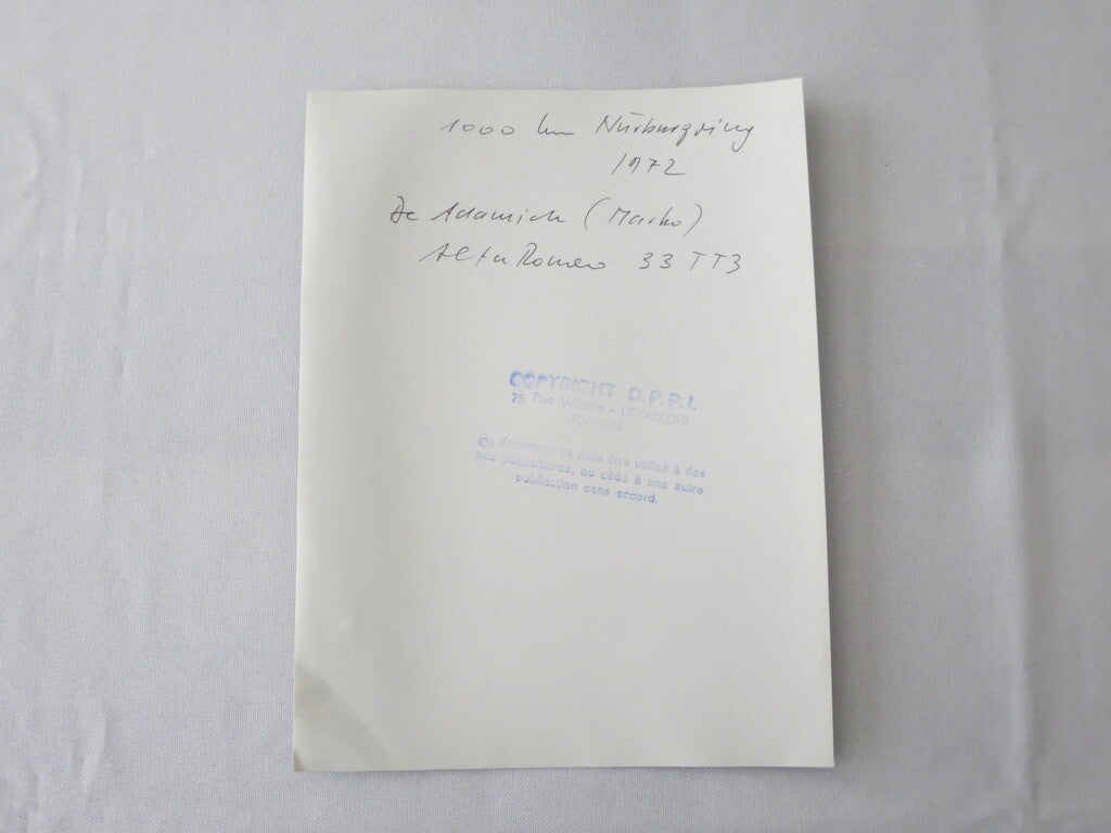 1972 Nurburgring Racing Photograph Photo De Adamich Alfa Romeo 33 TT3 Car