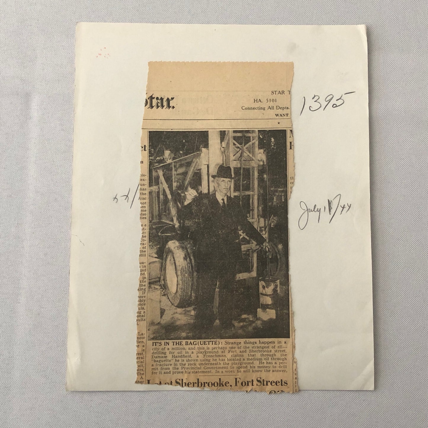 Vintage Press Photo Photograph Print Man Locating Oil using Baguette Toronto