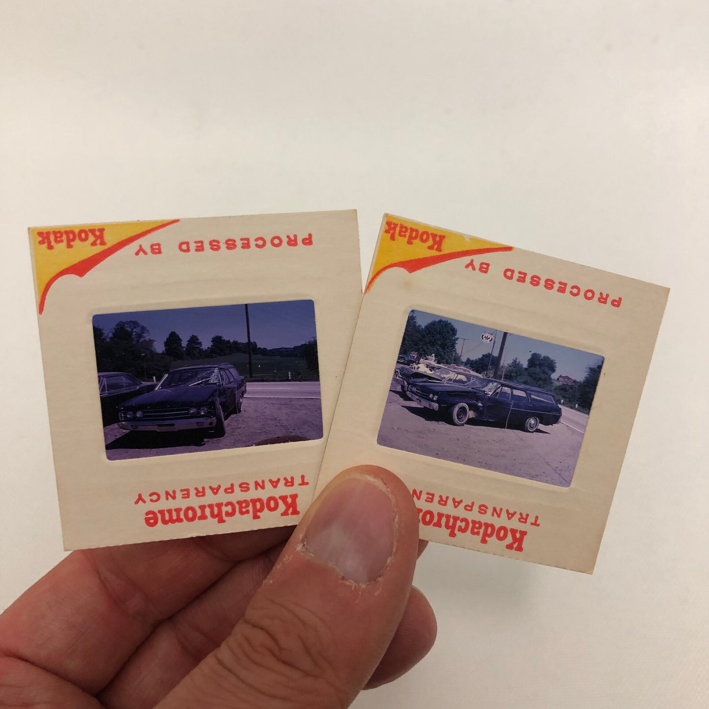 35MM Slide Photo Wrecked Car Automobile Car Accident Crash Ford Station Wagon