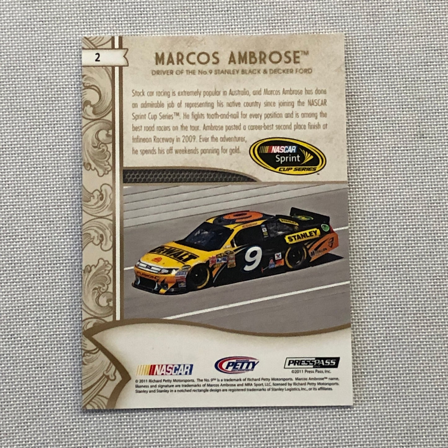 2011 Press Pass Fancare Marcos Ambrose Nascar Racing Card Parallel # /25