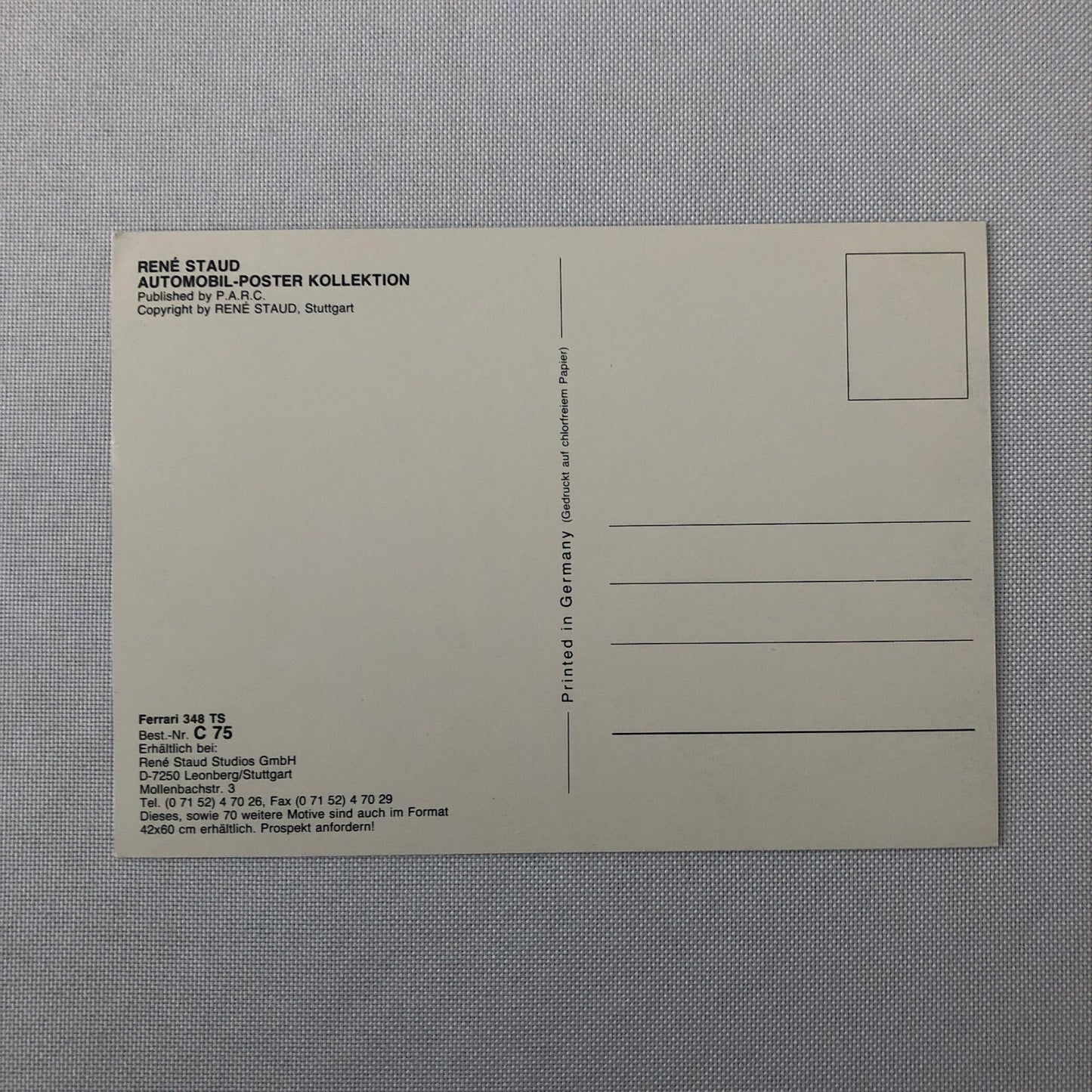 Ferrari 348 TS Rene Staud Postcard Post Card Ferrari 348TS