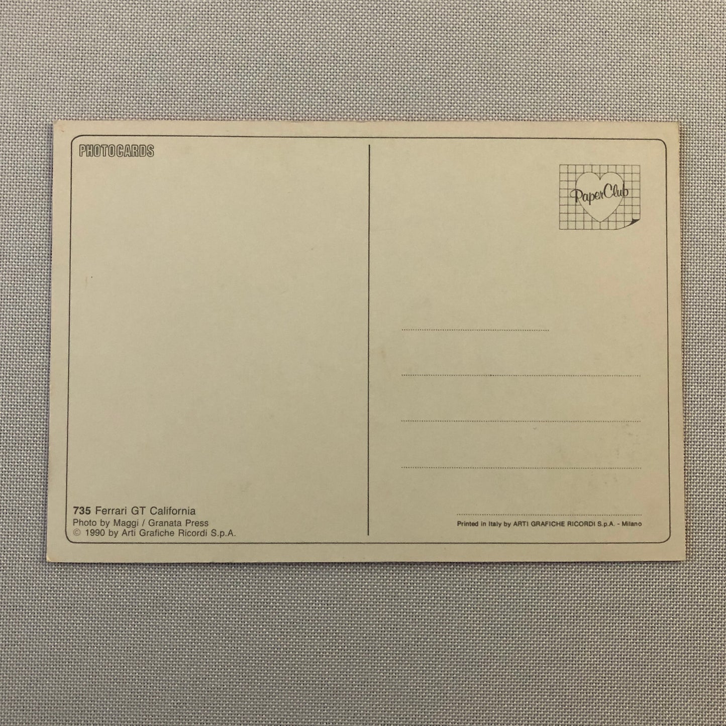 Ferrari 250 California GT Cabriolet Postcard Post Card 1990