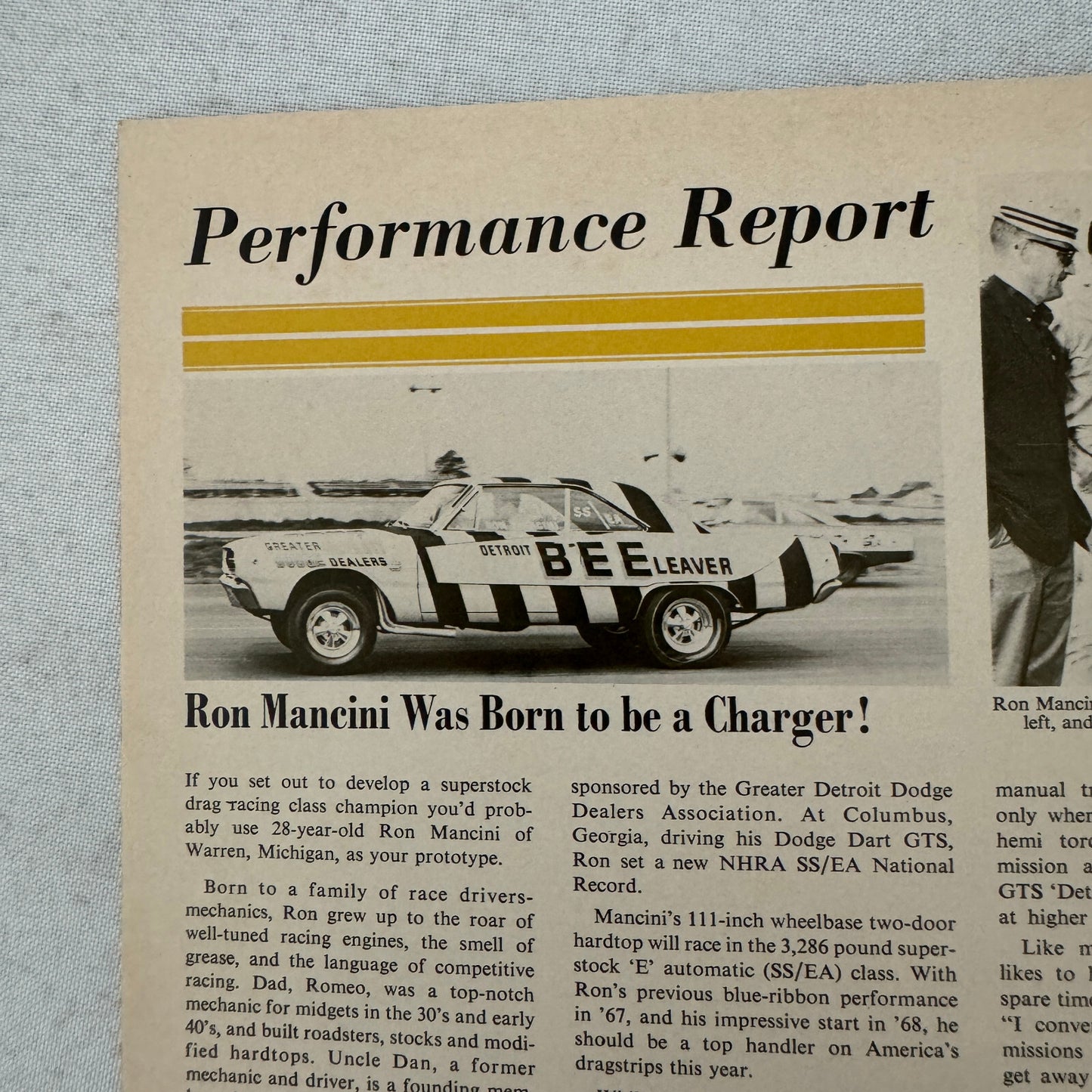 1968 Dodge Factory Magazine Brochure Dodge Charger R/T Ron Mancini Dart Polara