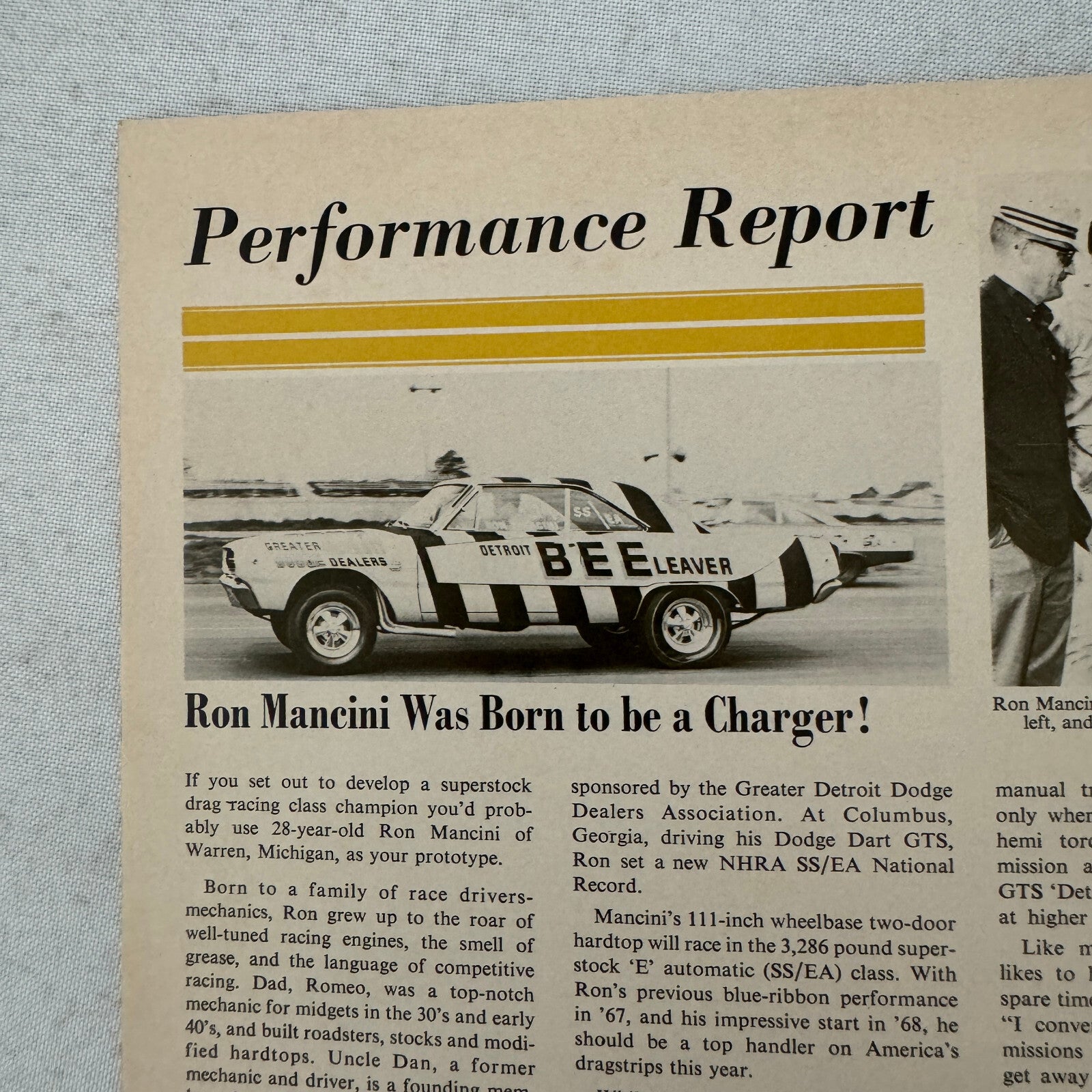 1968 Dodge Factory Magazine Brochure Dodge Charger R/T Ron Mancini Dart Polara