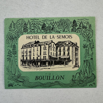Vintage Hotel Travel Luggage Label Hotel de La Semois Bouillon French