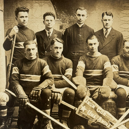 1928 Antique Hockey RPPC Real Photo Postcard Post Card Team Vintage Sports