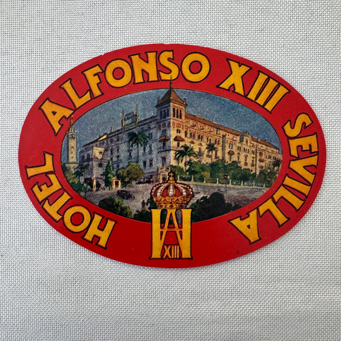 Vintage Hotel Travel Luggage Label Hotel Alfonso XIII Sevilla Spain Spanish