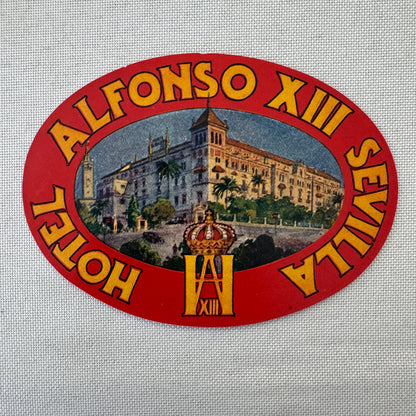 Vintage Hotel Travel Luggage Label Hotel Alfonso XIII Sevilla Spain Spanish