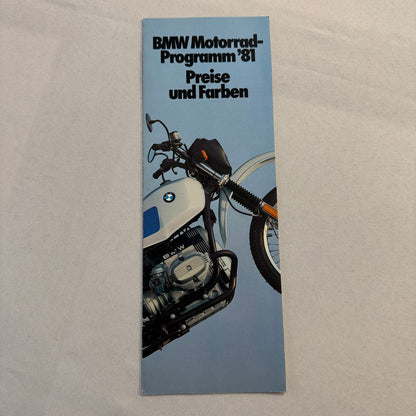1981 BMW Motorcycle Price and Options Brochure Catalog R100RS R100 R80 GERMAN