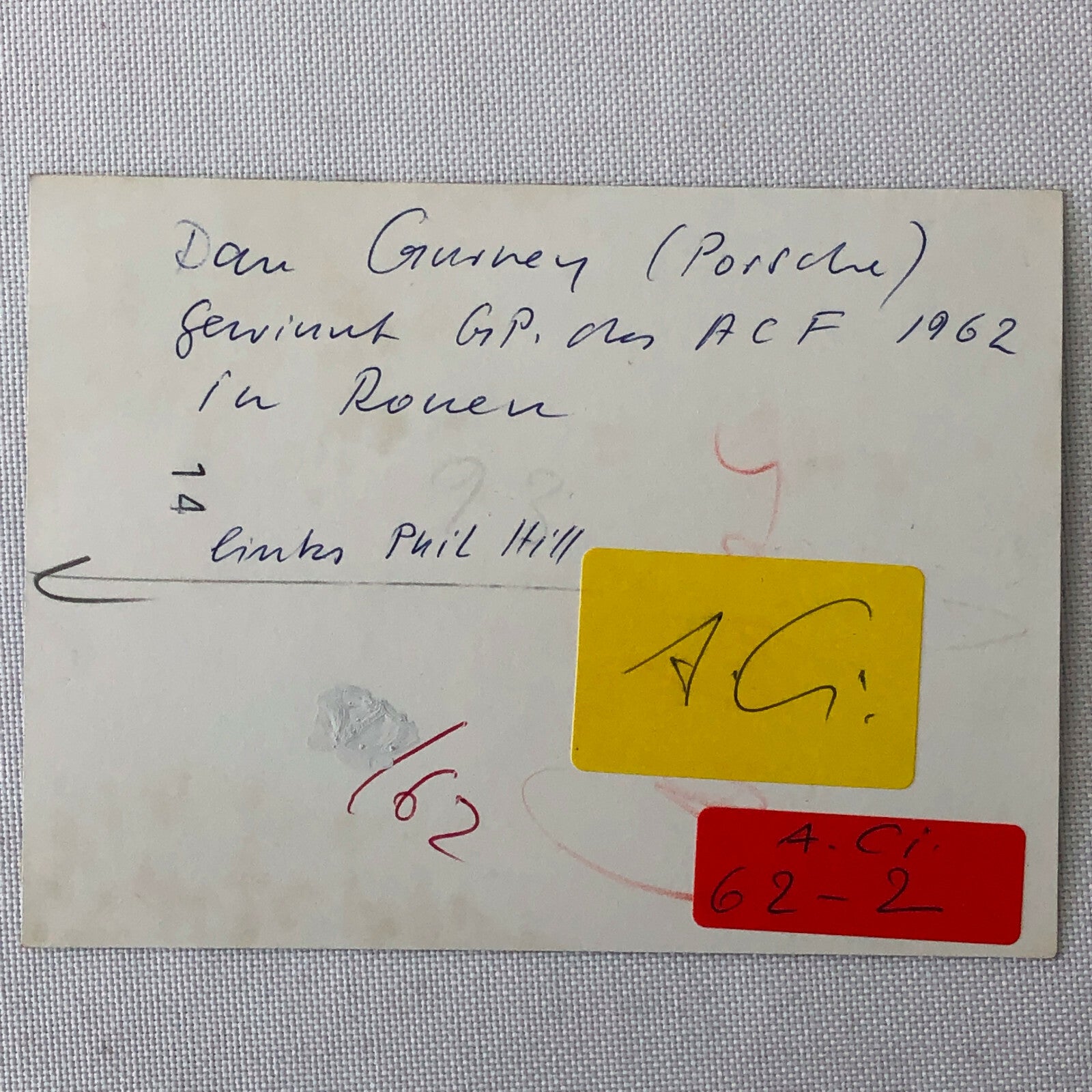 Vintage French Grand Prix ACF Rouen Racing Photo Photograph Dan Gurney Porsche 