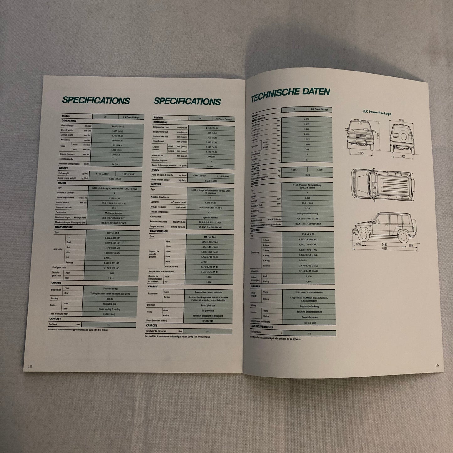 Suzuki Vitara 5-Door Wagon Press Kit Brochure Catalog 1991