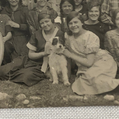 Antique Vintage Photo Photograph Man with Bicycle Women Girls Dog + 