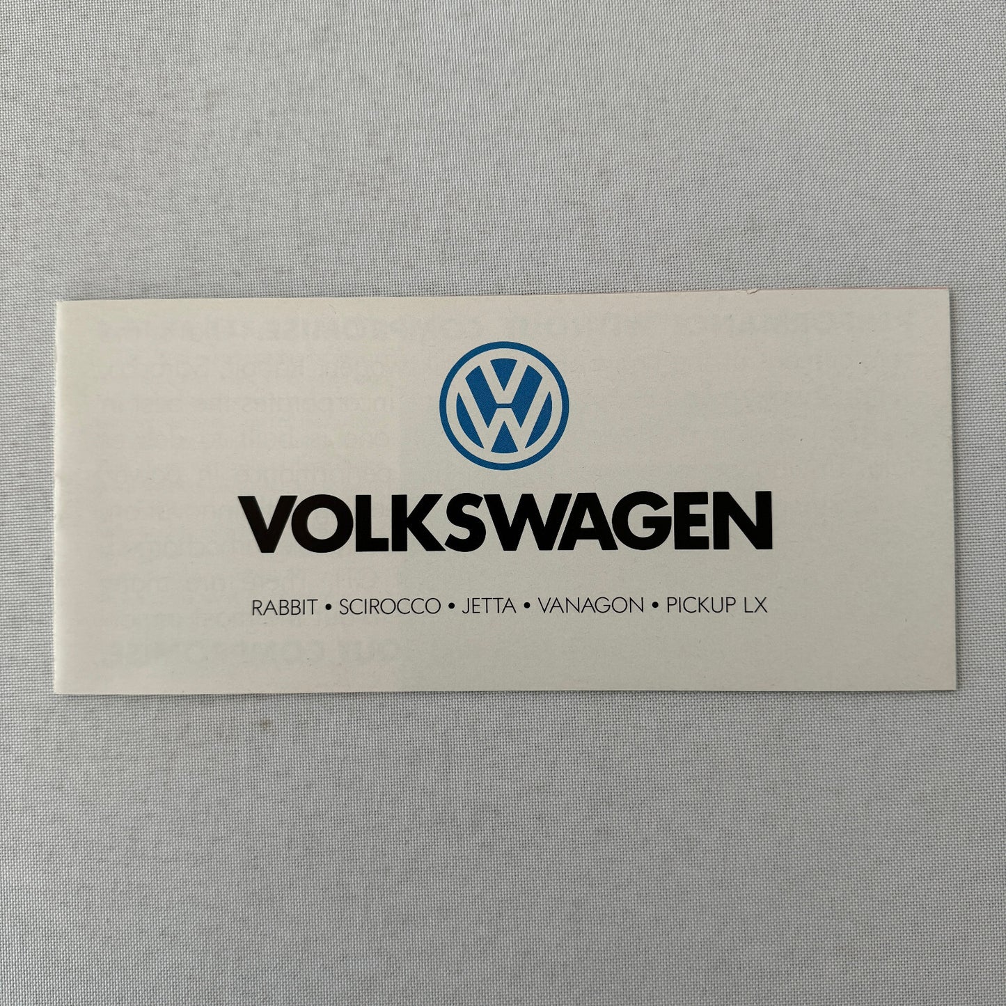 Volkswagen Sales Brochure Catalog VW Rabbit Scirocco Vanagon Pickup 1982 1983
