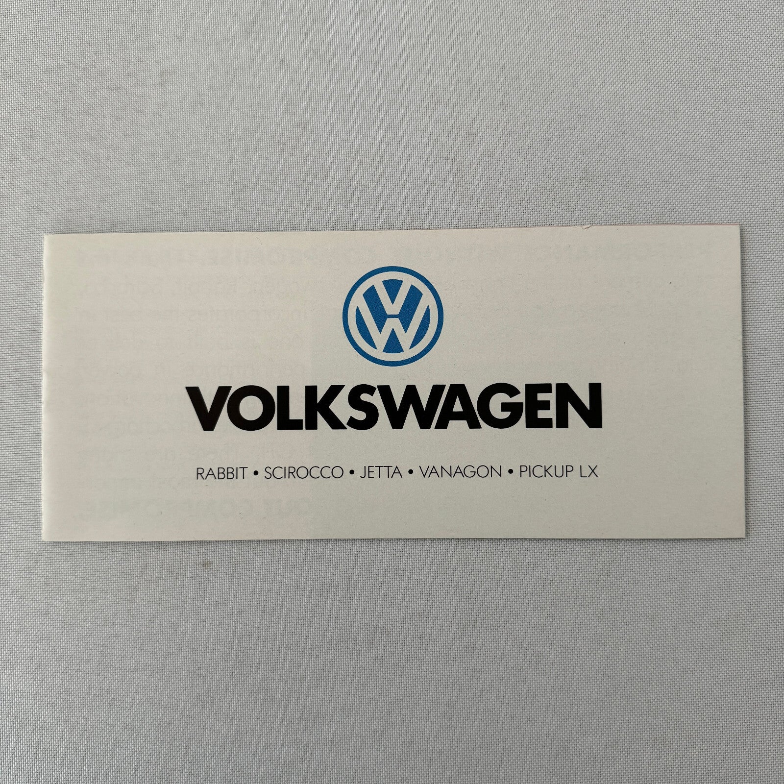 Volkswagen Sales Brochure Catalog VW Rabbit Scirocco Vanagon Pickup 1982 1983