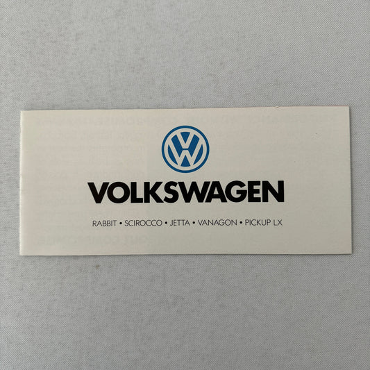 Volkswagen Sales Brochure Catalog VW Rabbit Scirocco Vanagon Pickup 1982 1983