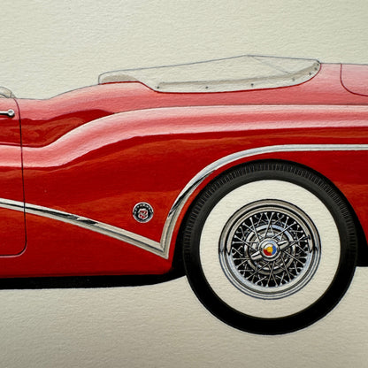 1953 Buick Skylark Convertible Automobile Illustration Art Drawing Hand Drawn