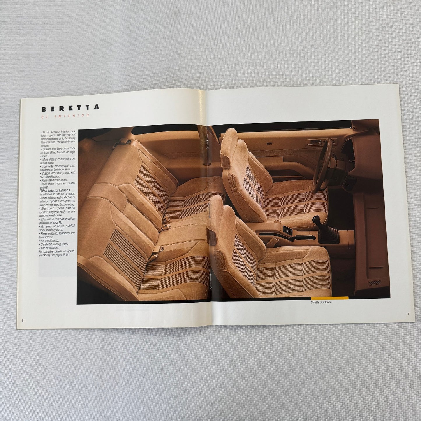 1988 Chevrolet Beretta Car Sales Brochure Catalog Vintage Advertising