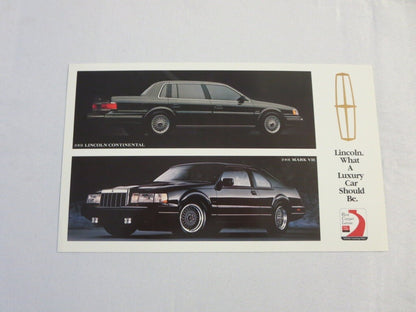 1991 Lincoln Sales Brochure Catalog Town Car Mark VII Continental 