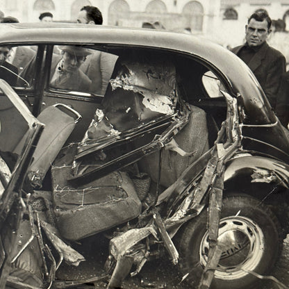 Car Accident Wreck Disaster Fiat 1500 Automobile Photo Photograph Vintage Italy