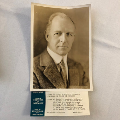 Press Photograph Photo Scientist Director Bureau of Standards LJ Briggs Portrait