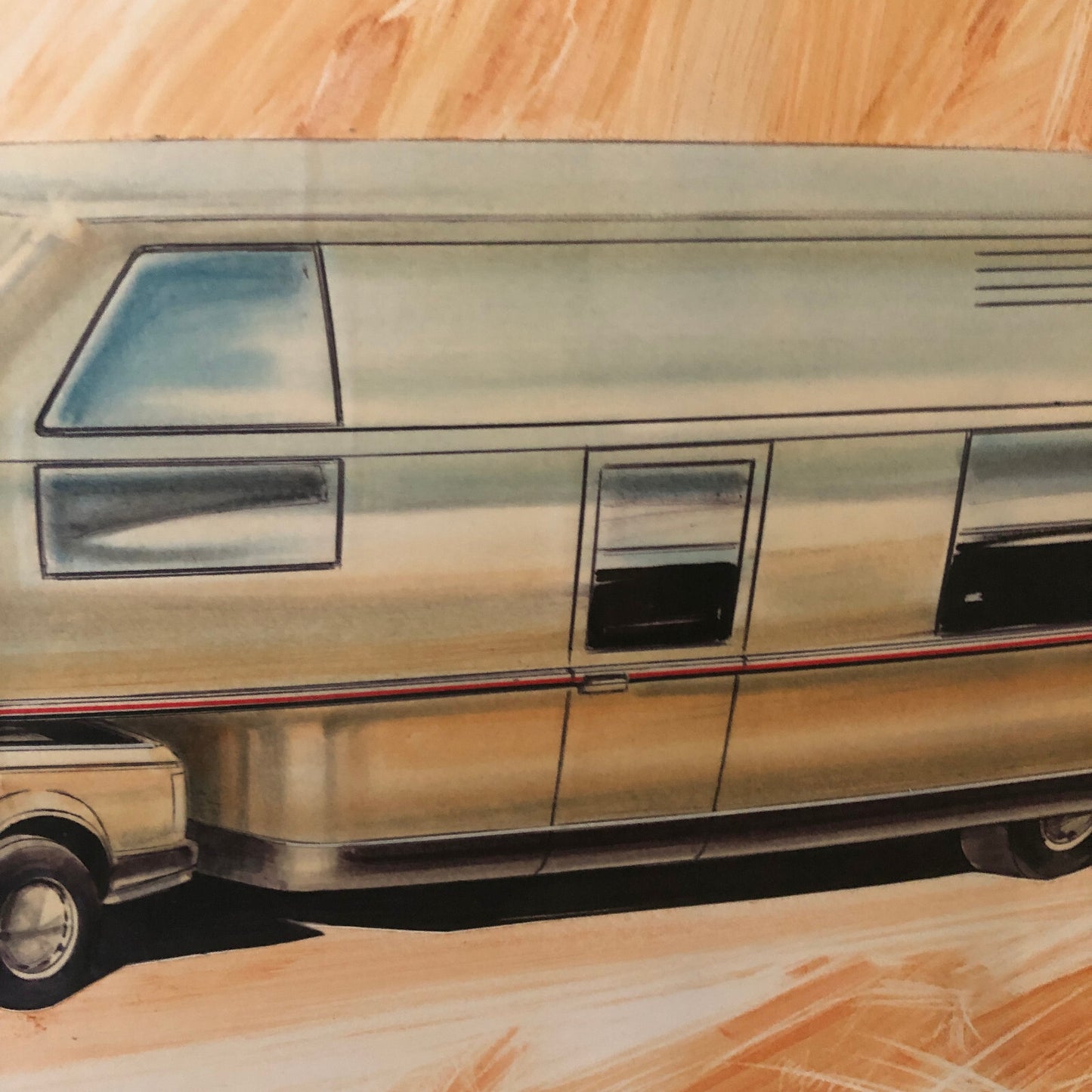 Volkswagen VW Rabbit Pickup Caddy with Trailer Concept Styling Ilustration Art