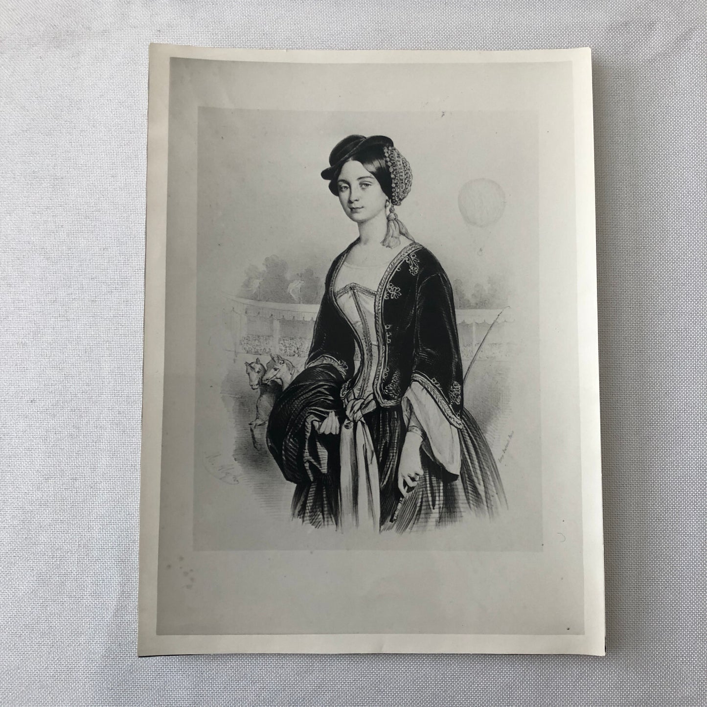 Photograph of Painting Woman in Costume Horses Circus Vintage Photo Paris