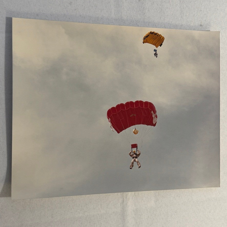 Vintage Skydiving Parachute Photo Large Format Aviation Photograph 1970s-80s