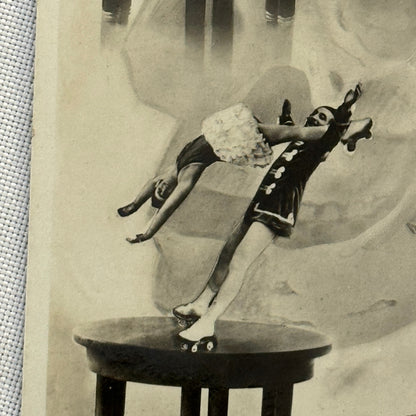 Roller Skating Acrobat Performing Act Circus Postcard The Two Diamonds Vintage