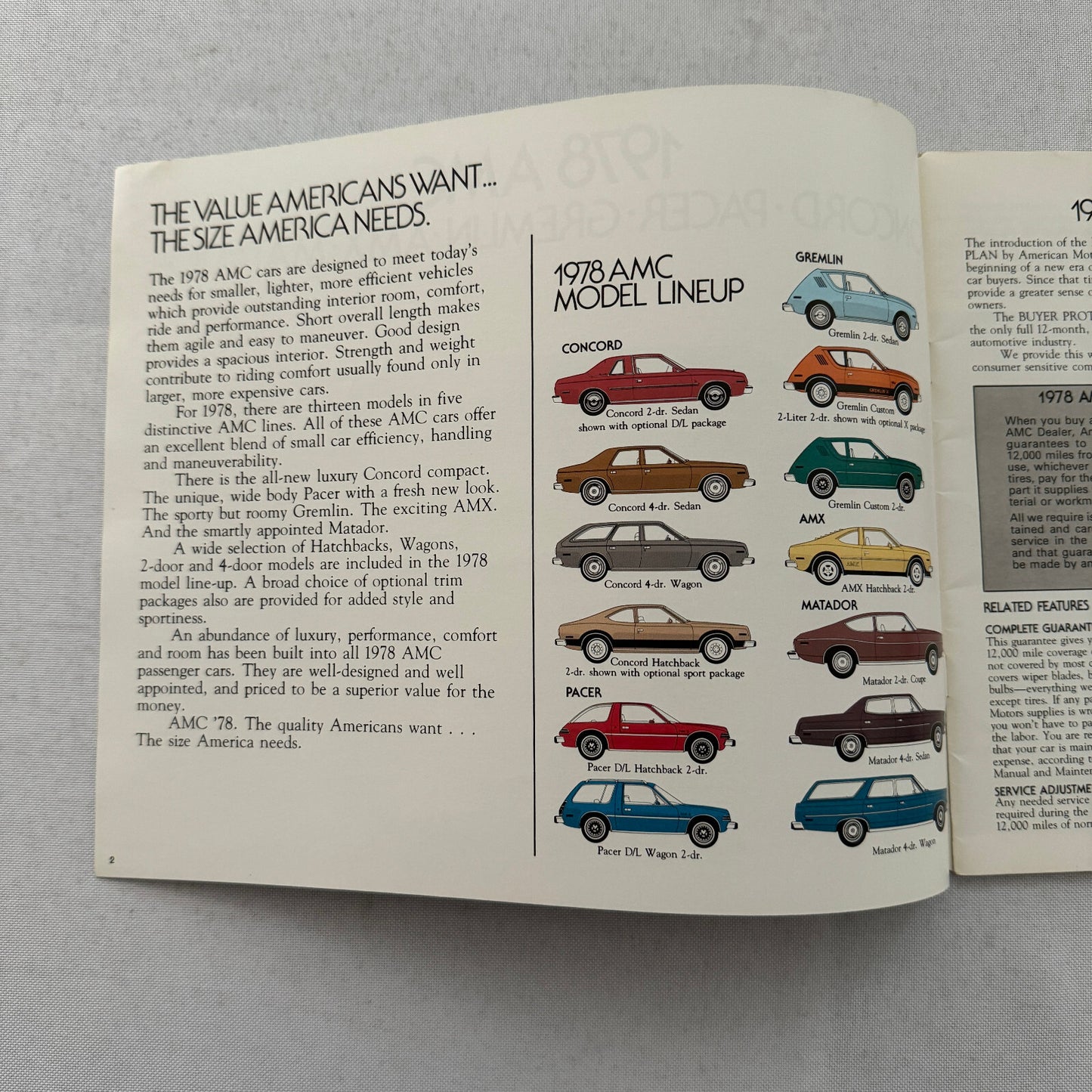 1978 AMC Car Sales Brochure Catalog AMC Concord Pacer Gremlin AMX Matador