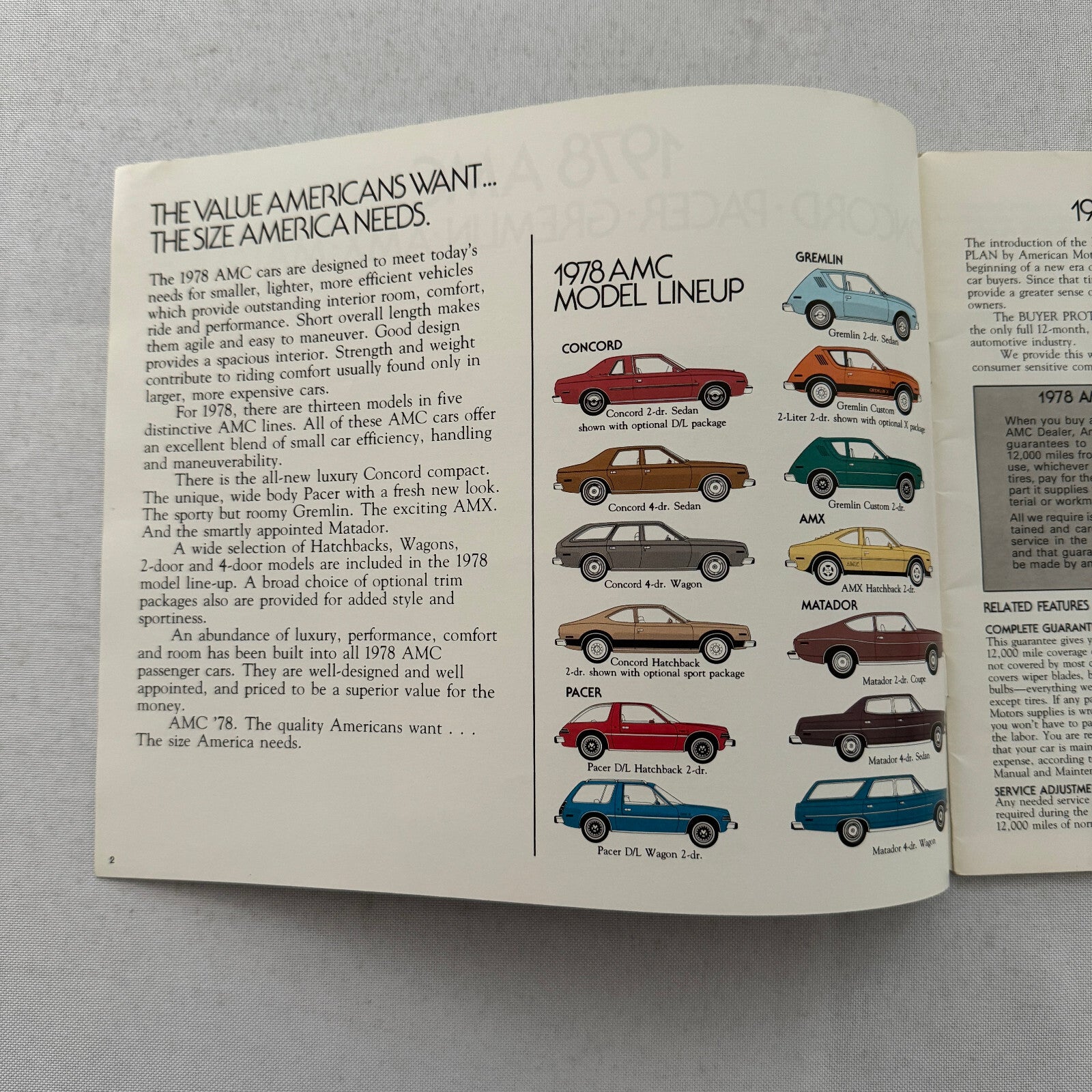 1978 AMC Car Sales Brochure Catalog AMC Concord Pacer Gremlin AMX Matador