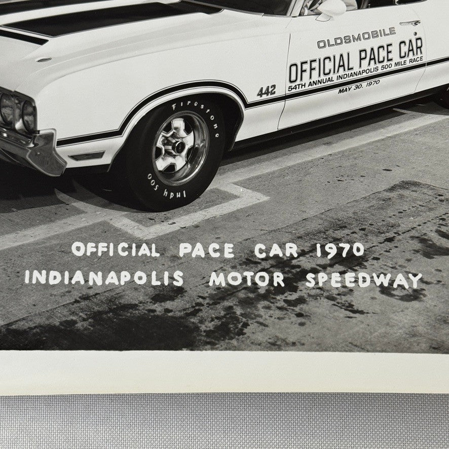 Vintage Indy 500 Racing Photo 1970 Oldsmobile Official Pace Car Photograph