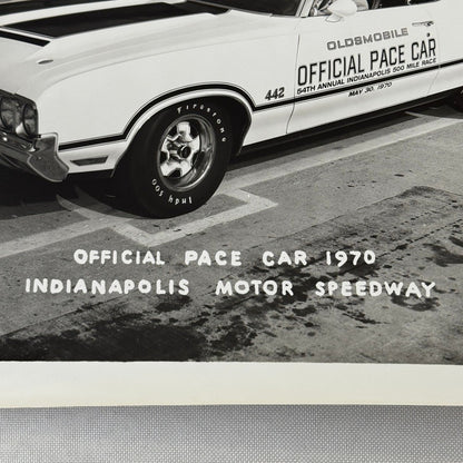 Vintage Indy 500 Racing Photo 1970 Oldsmobile Official Pace Car Photograph