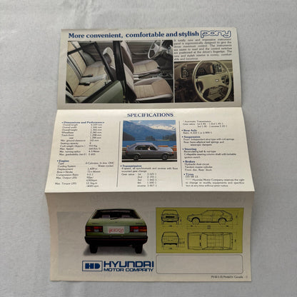Hyundai Pony Car Sales Brochure Catalog Advertising Canadian Market