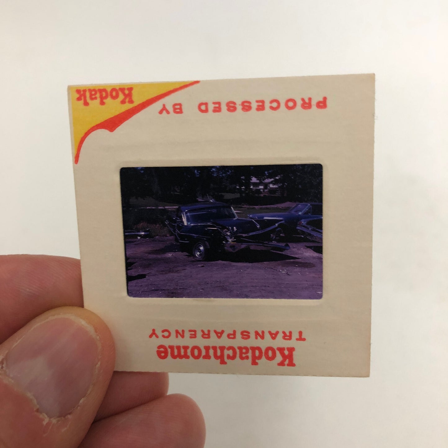 35MM Slide Photo Wrecked Car Automobile Car Accident Crash Damage 