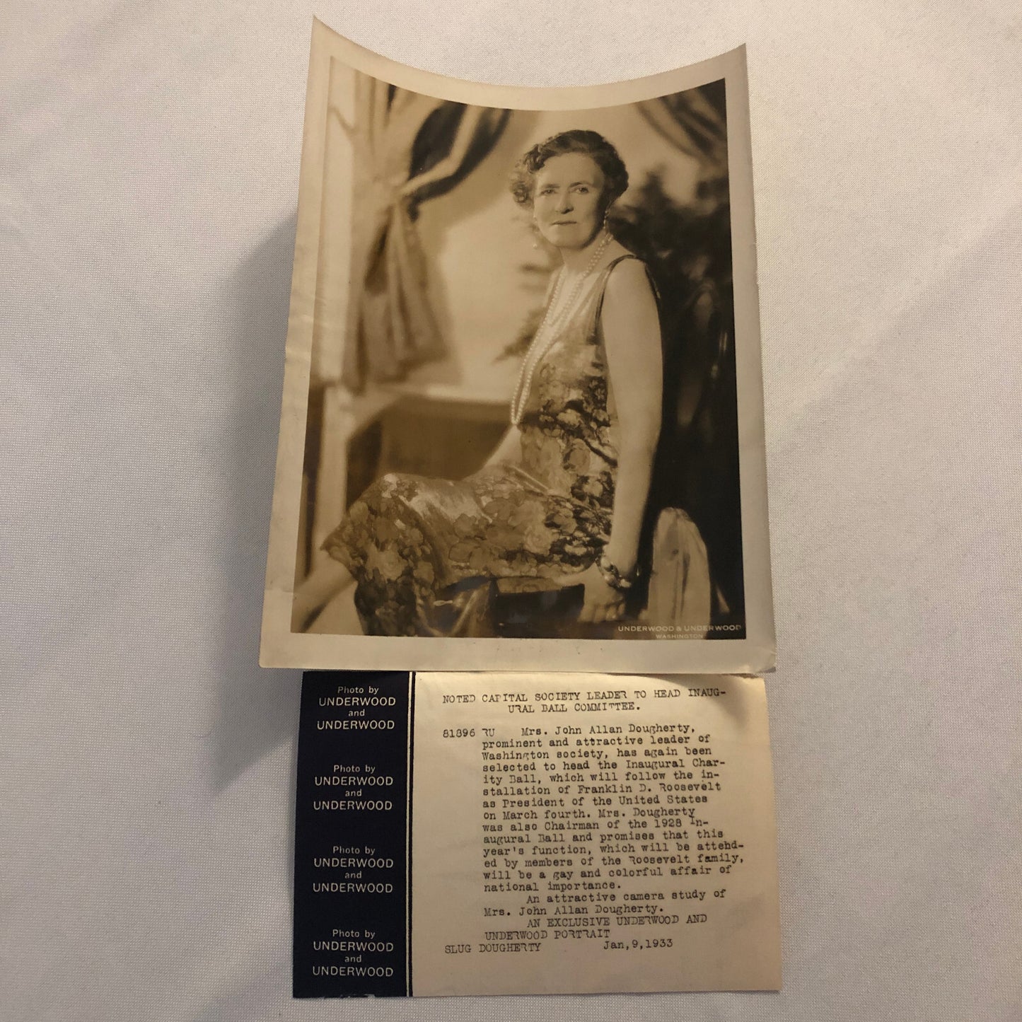 Press Photo Photograph FDR Franklin Roosevelt Inauguration Ball 1933 Organizer