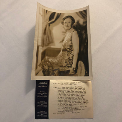 Press Photo Photograph FDR Franklin Roosevelt Inauguration Ball 1933 Organizer