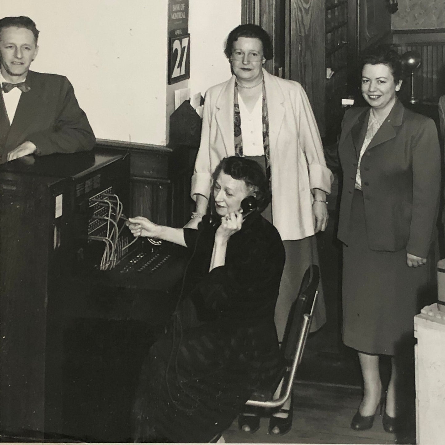Vintage Photo Photograph Telephone Switchboard Machine Office Workers