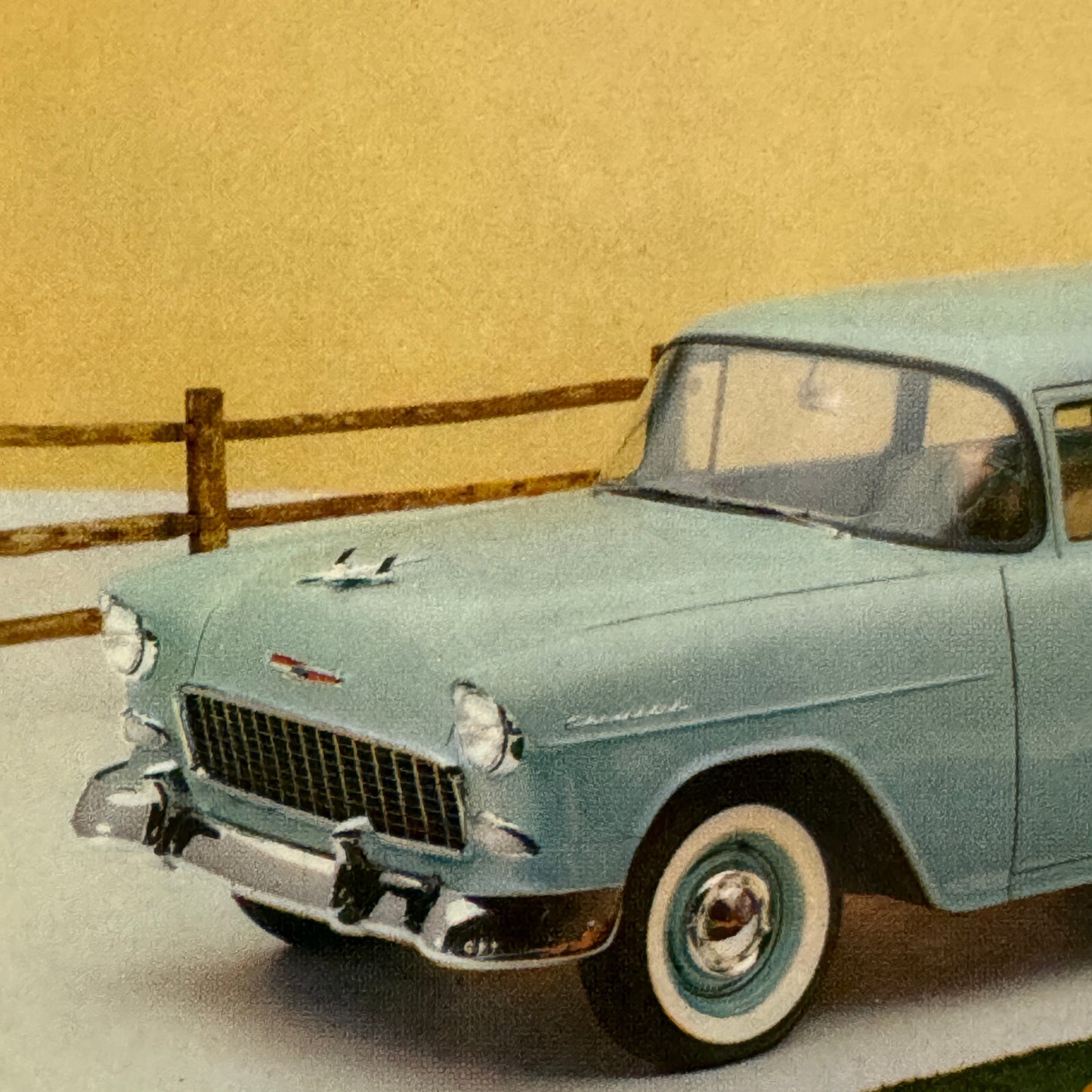 1955 Chevrolet One Fifty 2-Door Station Wagon Advertising Postcard Vintage