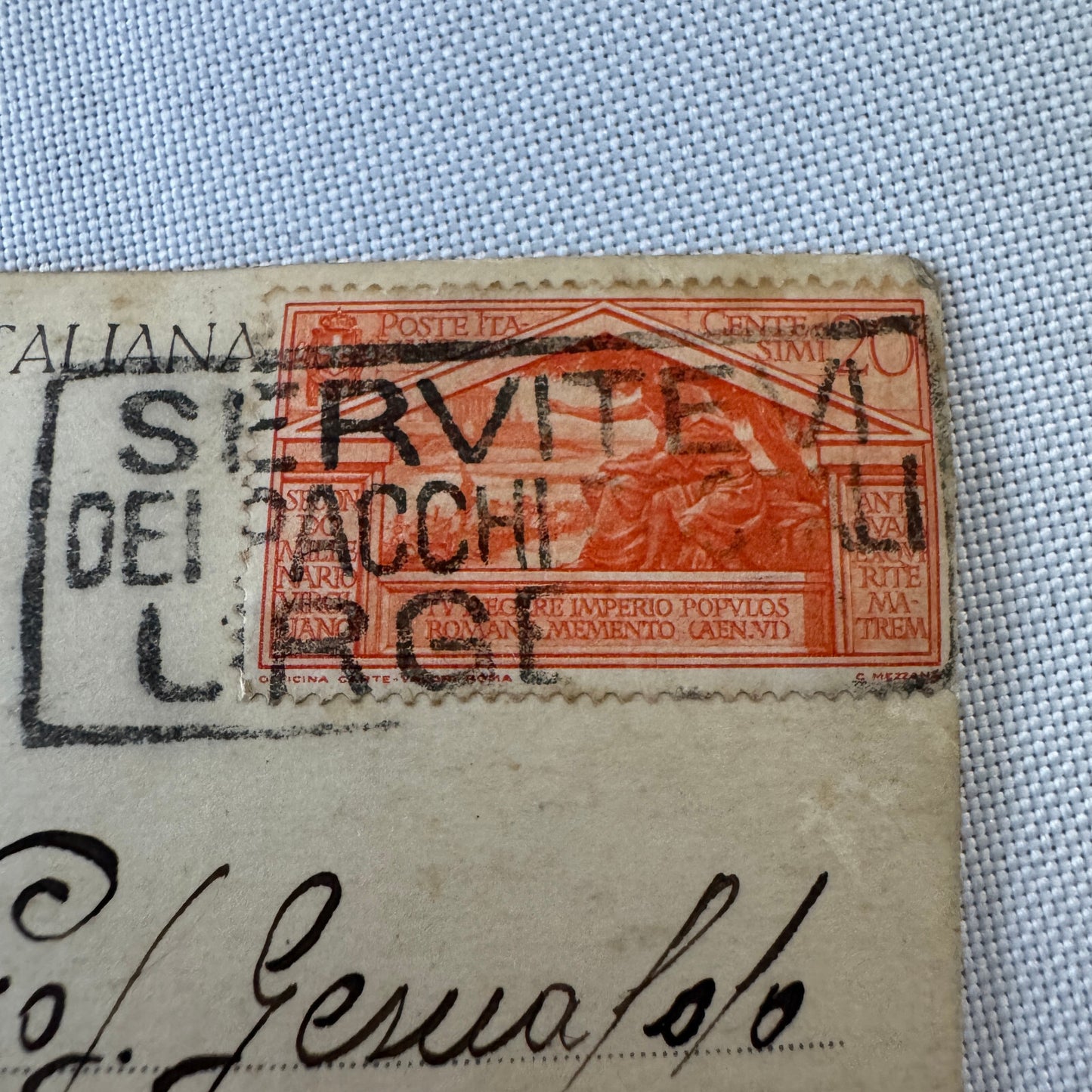 Vintage Italian Real Photo Postcard Post Card RPPC Man in Automobile Car Posted