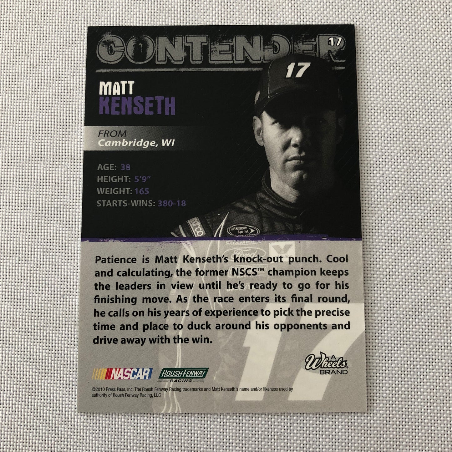2010 Wheels Main Event Purple Parallel Nascar # 24/25 Matt Kenseth Racing